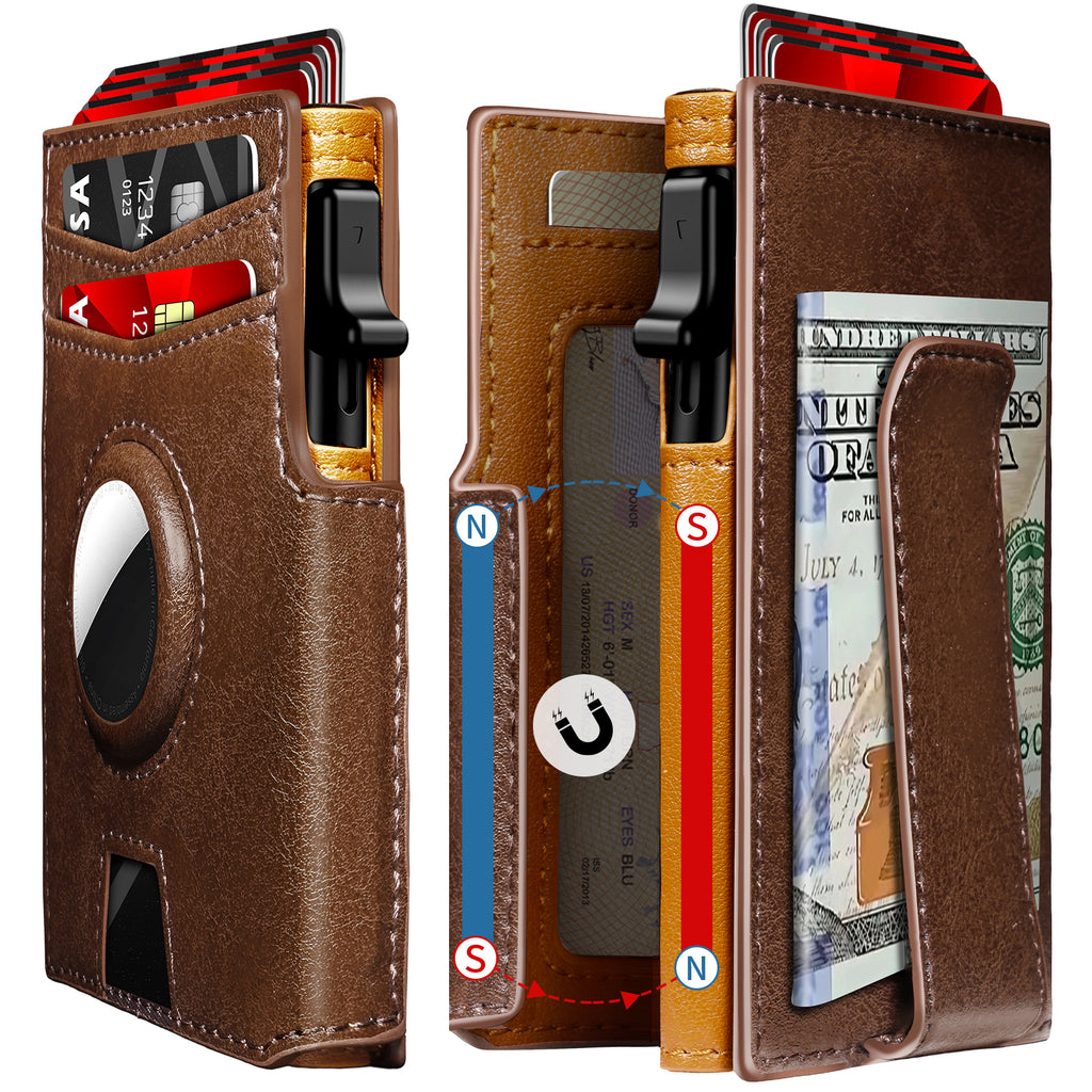 Bullearl Wallet for Men,with Money Clip 10 Cards Metal Case Smart Slim Pop Up Credit Card Holder Flip with Magnetic Closure RFID Blocking wallet