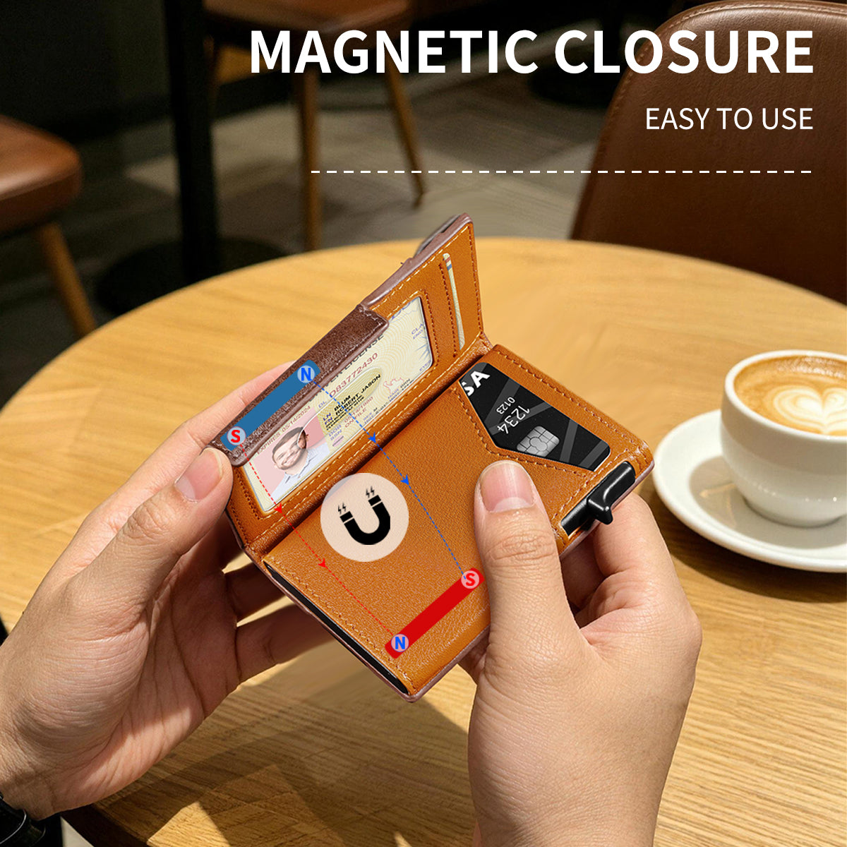 Bullearl Wallet for Men,with Money Clip 10 Cards Metal Case Smart Slim Pop Up Credit Card Holder Flip with Magnetic Closure RFID Blocking wallet