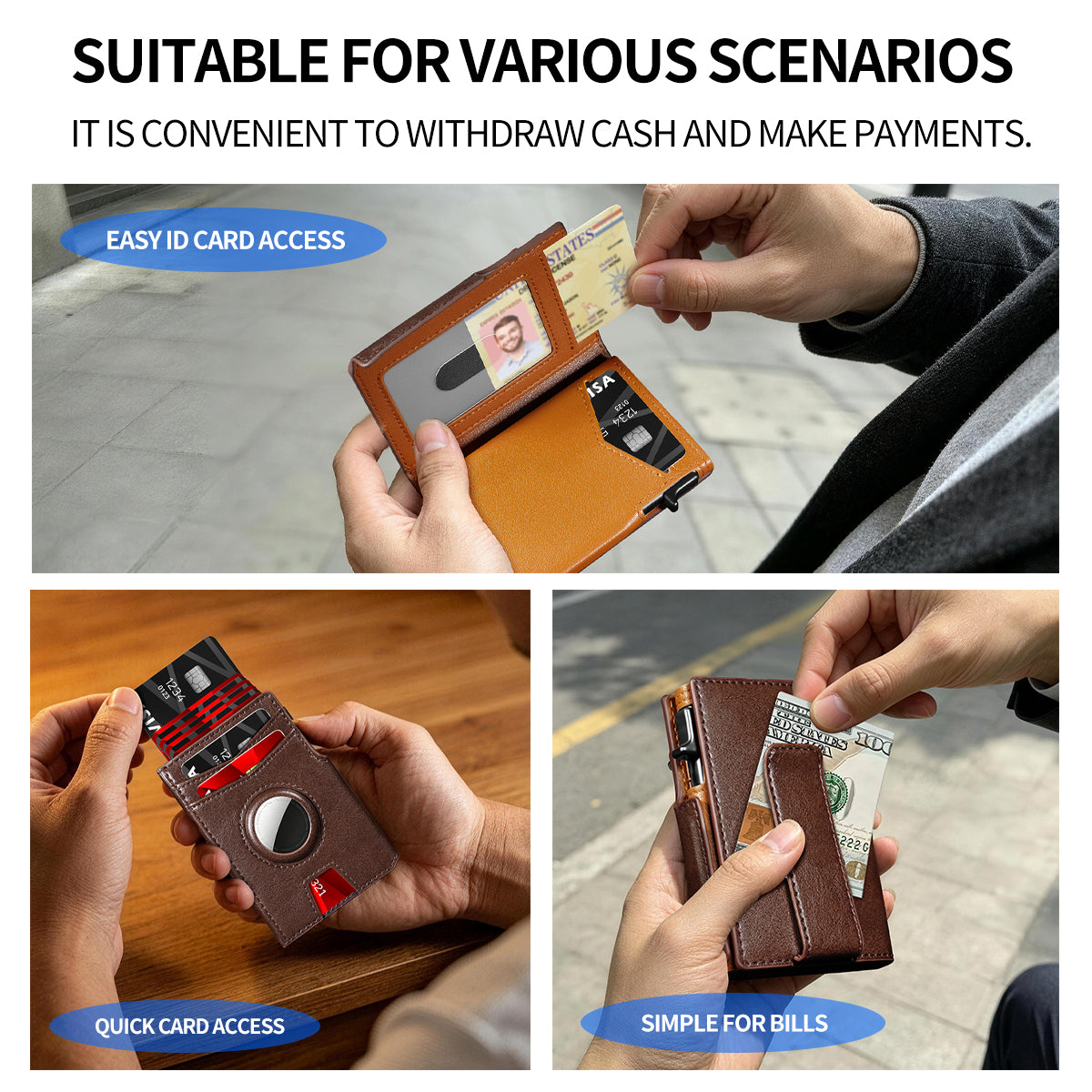 Bullearl Wallet for Men,with Money Clip 10 Cards Metal Case Smart Slim Pop Up Credit Card Holder Flip with Magnetic Closure RFID Blocking wallet