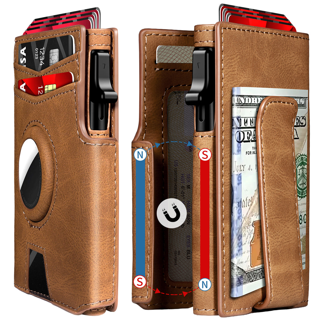 Bullearl Wallet for Men,with Money Clip 10 Cards Metal Case Smart Slim Pop Up Credit Card Holder Flip with Magnetic Closure RFID Blocking wallet