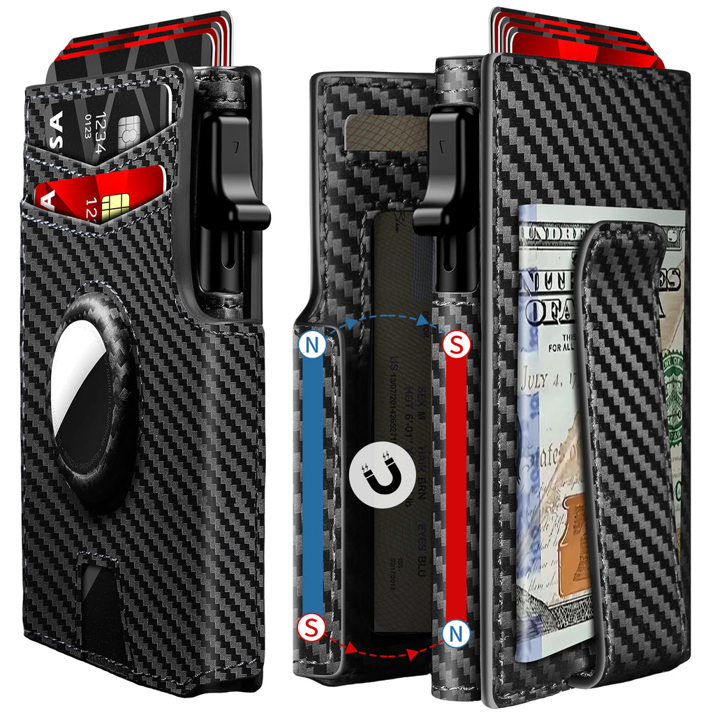 Bullearl Wallet for Men,with Money Clip 10 Cards Metal Case Smart Slim Pop Up Credit Card Holder Flip with Magnetic Closure RFID Blocking wallet