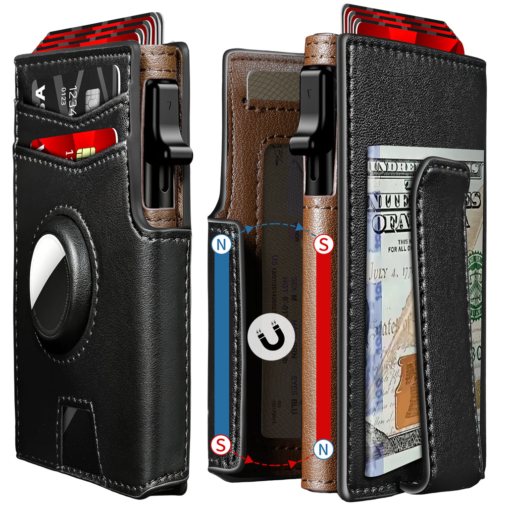 Bullearl Wallet for Men,with Money Clip 10 Cards Metal Case Smart Slim Pop Up Credit Card Holder Flip with Magnetic Closure RFID Blocking wallet